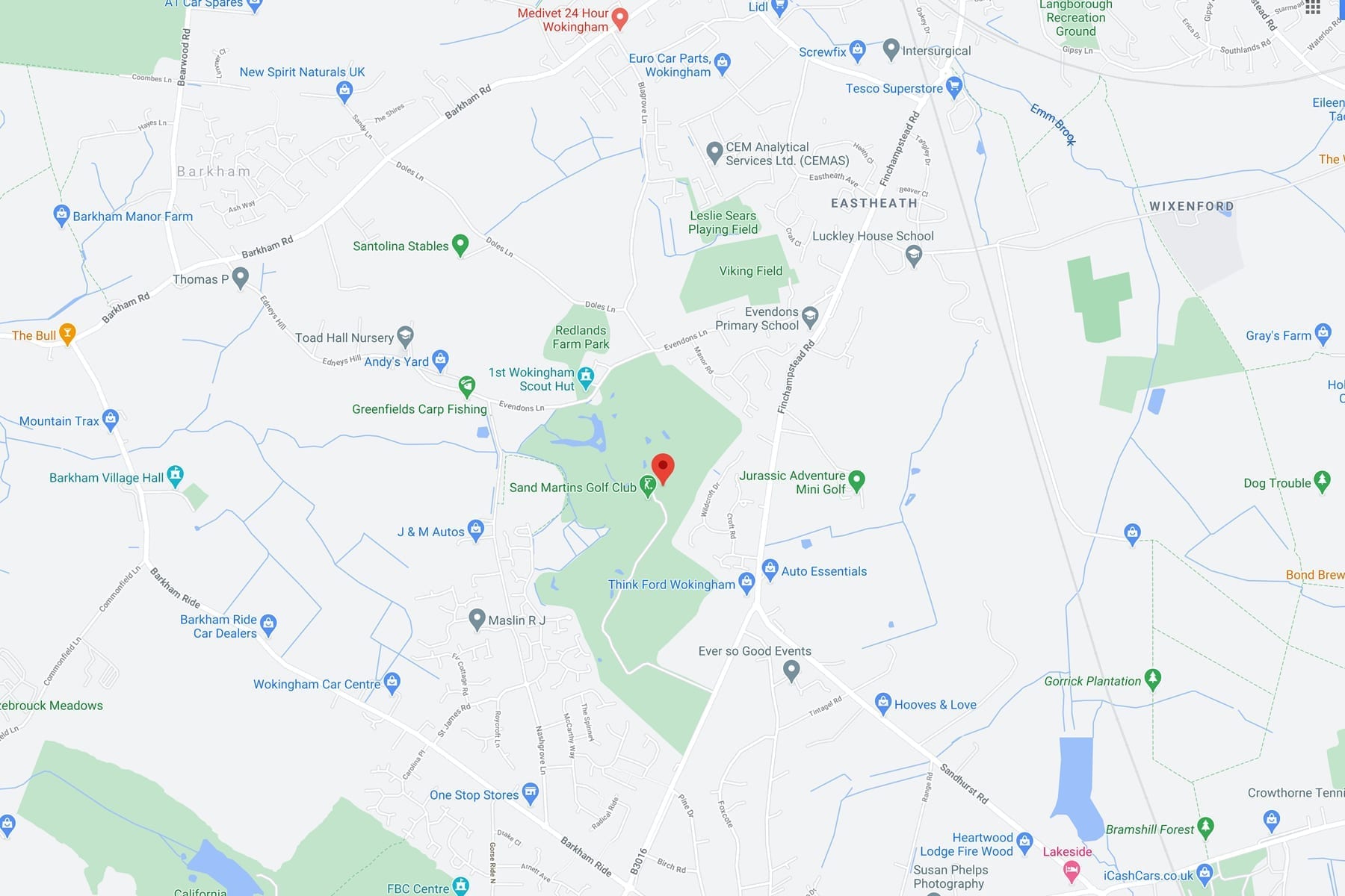 Sandmartins Golf Club Location Map